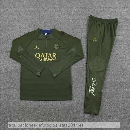Nuevo Conjunto Completo Sudadera Entrenamiento Niños Paris Saint Germain 23/24 Verde Baratas